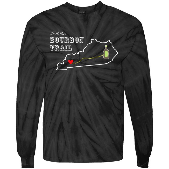 Bourbon Trail Map Kentucky Whiskey Drinking Tie-Dye Long Sleeve Shirt