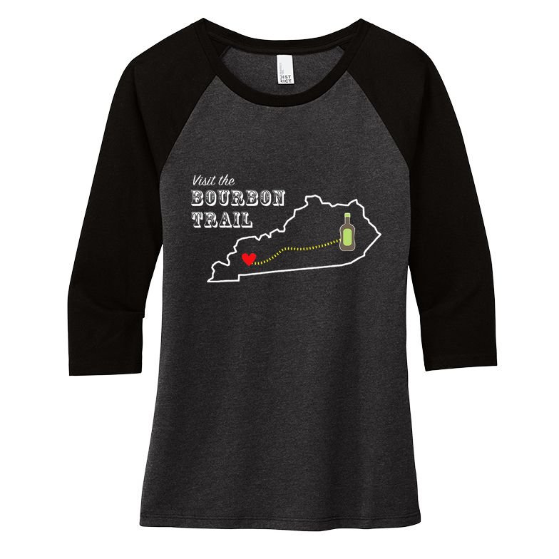 Bourbon Trail Map Kentucky Whiskey Drinking Women's Tri-Blend 3/4-Sleeve Raglan Shirt