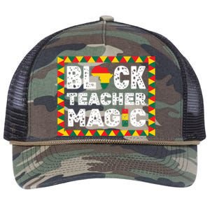 Black Teacher Magic Gift Teacher Black History Month Retro Rope Trucker Hat Cap