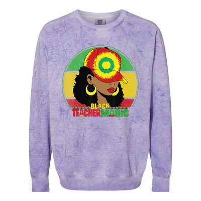 Black Teacher Magic Black History Month Teacher Juneteenth Colorblast Crewneck Sweatshirt