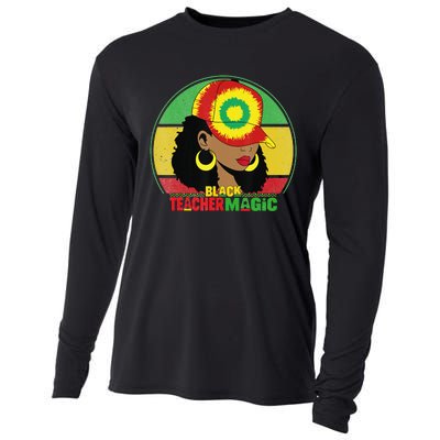 Black Teacher Magic Black History Month Teacher Juneteenth Cooling Performance Long Sleeve Crew