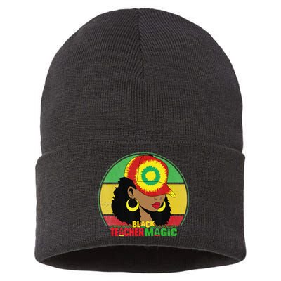 Black Teacher Magic Black History Month Teacher Juneteenth Sustainable Knit Beanie