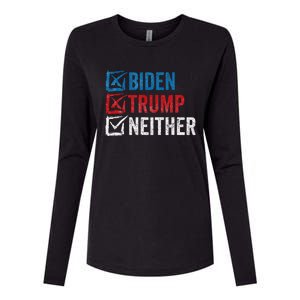 Biden Trump Neither Funny Political Election 2024 Womens Cotton Relaxed Long Sleeve T-Shirt