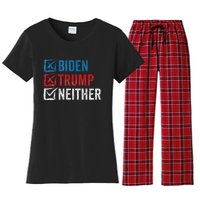 Biden Trump Neither Funny Political Election 2024 Women's Flannel Pajama Set