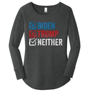 Biden Trump Neither Funny Political Election 2024 Women's Perfect Tri Tunic Long Sleeve Shirt