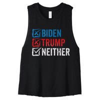 Biden Trump Neither Funny Political Election 2024 Women's Racerback Cropped Tank