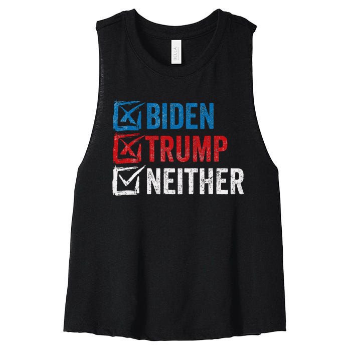 Biden Trump Neither Funny Political Election 2024 Women's Racerback Cropped Tank