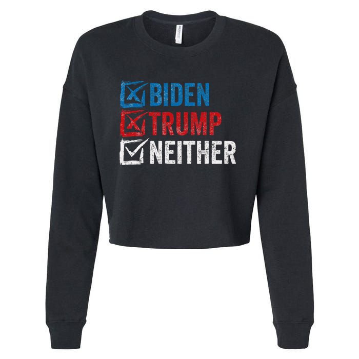 Biden Trump Neither Funny Political Election 2024 Cropped Pullover Crew