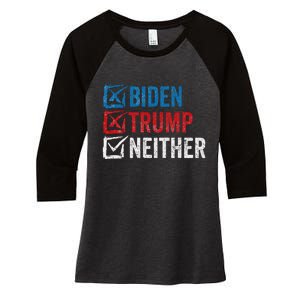 Biden Trump Neither Funny Political Election 2024 Women's Tri-Blend 3/4-Sleeve Raglan Shirt