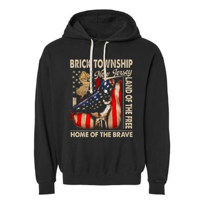 Brick Township New Jersey Usa Flag 4th Of July Garment-Dyed Fleece Hoodie