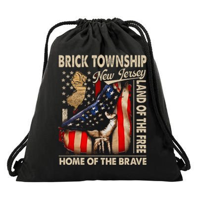 Brick Township New Jersey Usa Flag 4th Of July Drawstring Bag