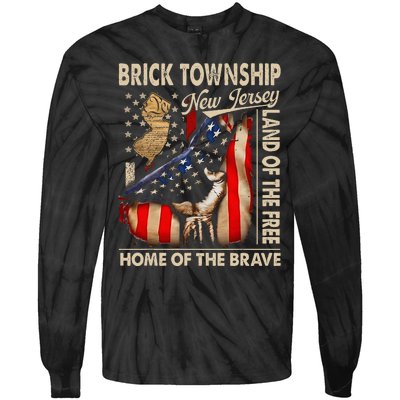 Brick Township New Jersey Usa Flag 4th Of July Tie-Dye Long Sleeve Shirt