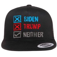 Biden Trump Neither Vote None Of The Above Flat Bill Trucker Hat