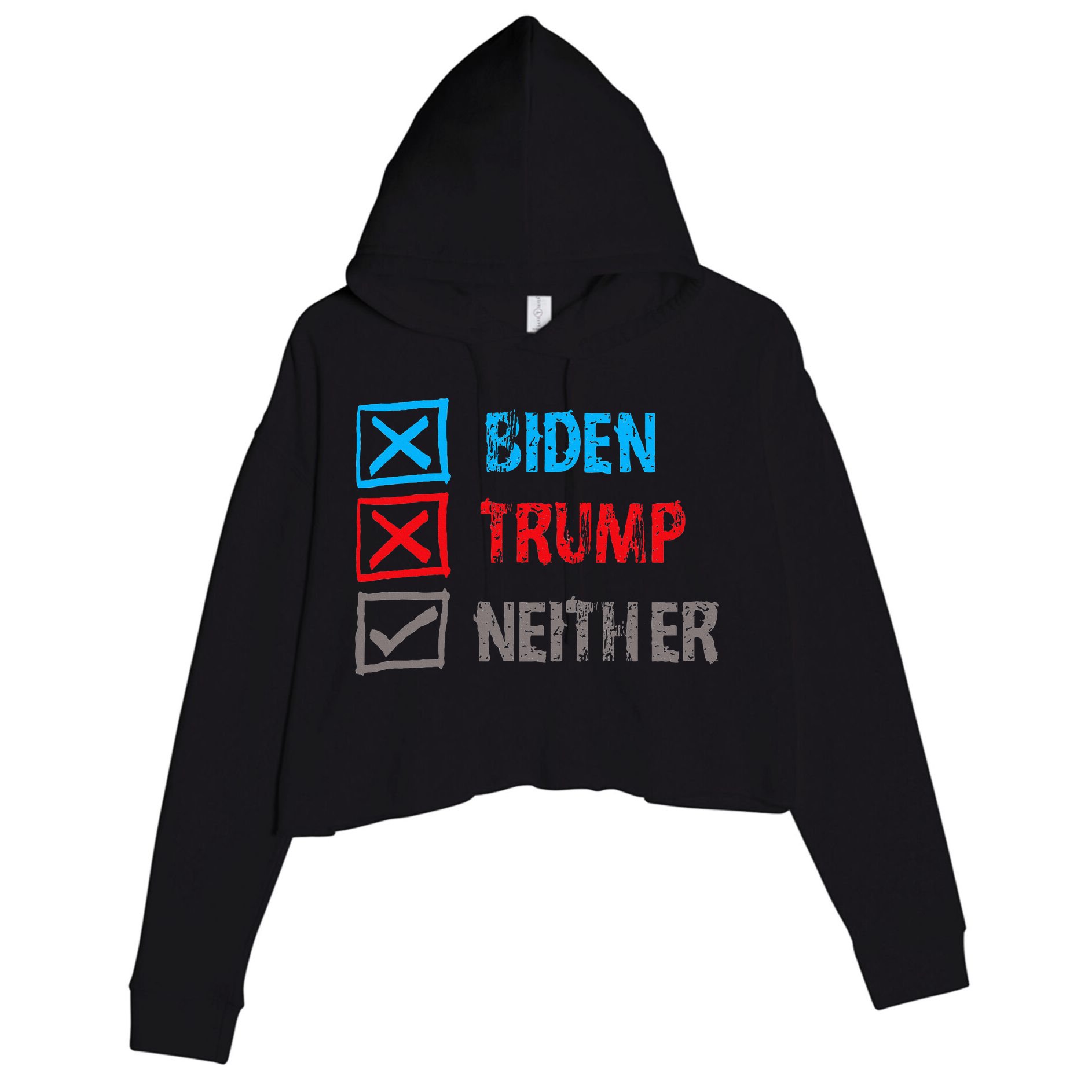 Biden Trump Neither Vote None Of The Above Crop Fleece Hoodie