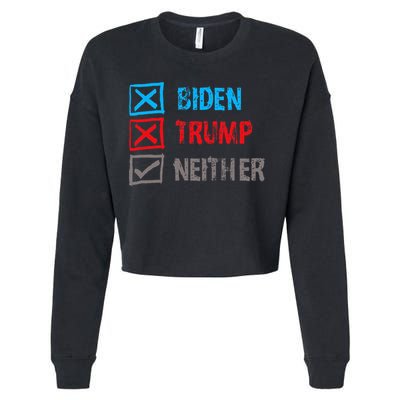 Biden Trump Neither Vote None Of The Above Cropped Pullover Crew