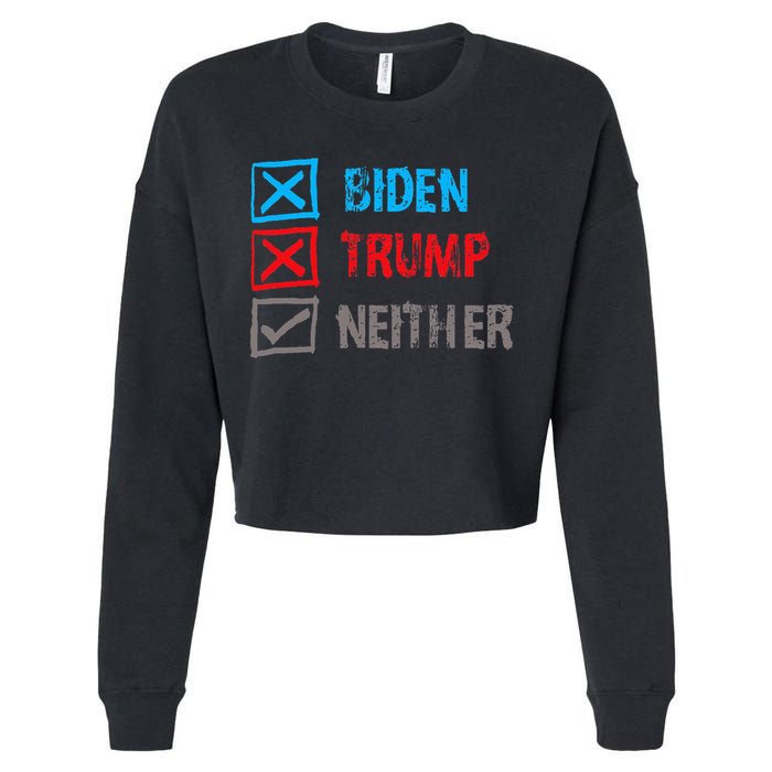 Biden Trump Neither Vote None Of The Above Cropped Pullover Crew