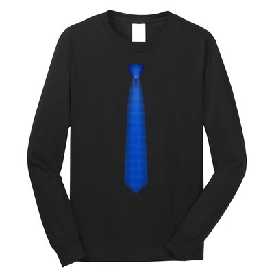 Blue Tie Necktie Funny Dress Graphic Long Sleeve Shirt