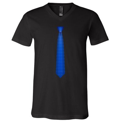 Blue Tie Necktie Funny Dress Graphic V-Neck T-Shirt