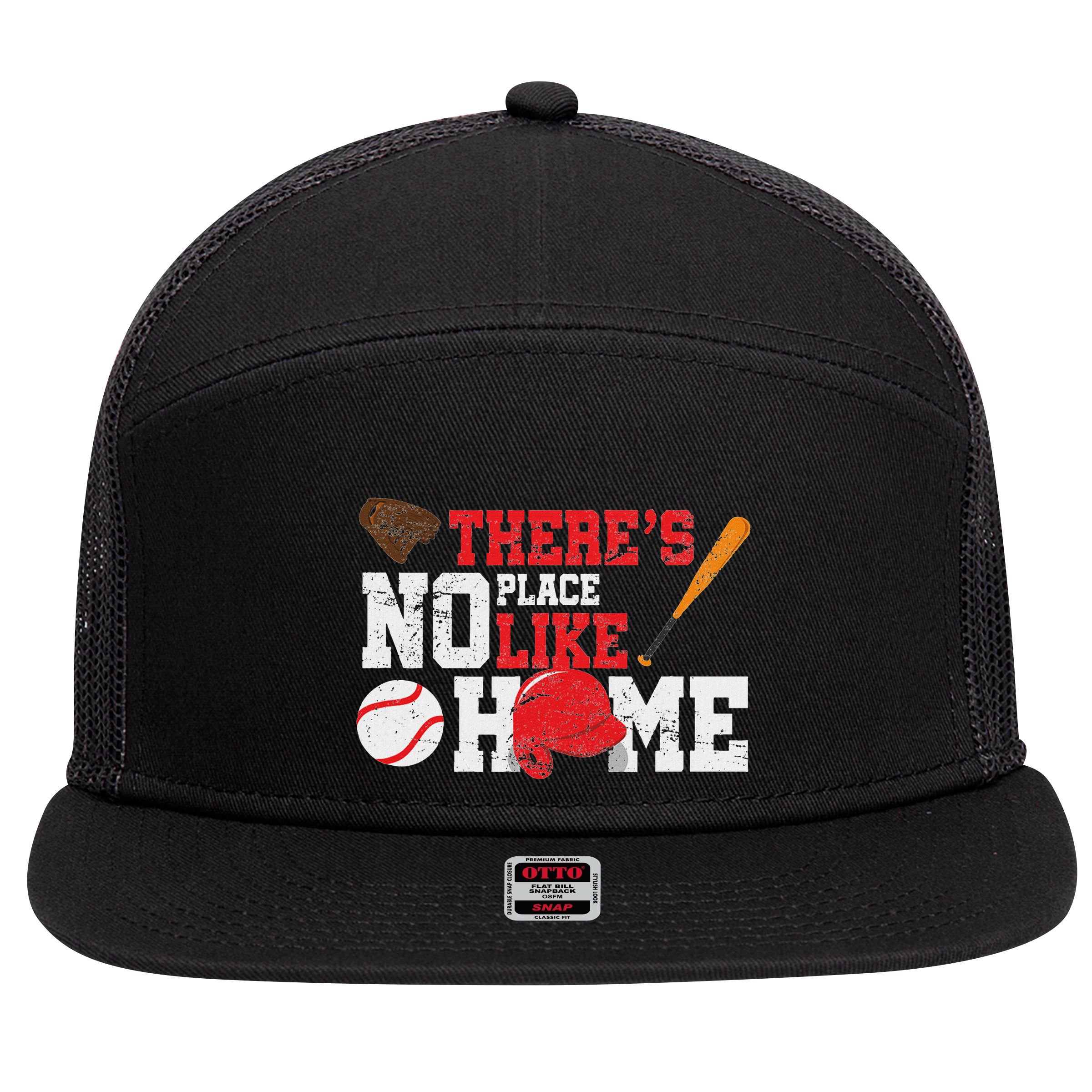 Baseball ThereS No Place Like Home Ball Bat Glove 7 Panel Mesh Trucker Snapback Hat