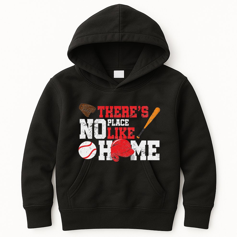Baseball ThereS No Place Like Home Ball Bat Glove Kids Hoodie