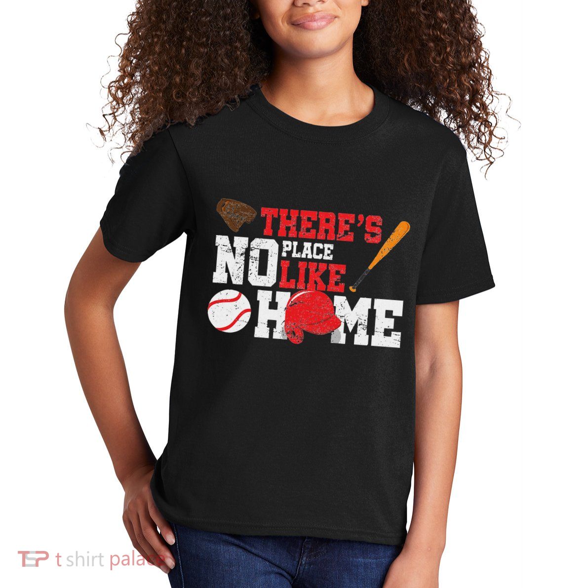 Baseball ThereS No Place Like Home Ball Bat Glove Kids T-Shirt
