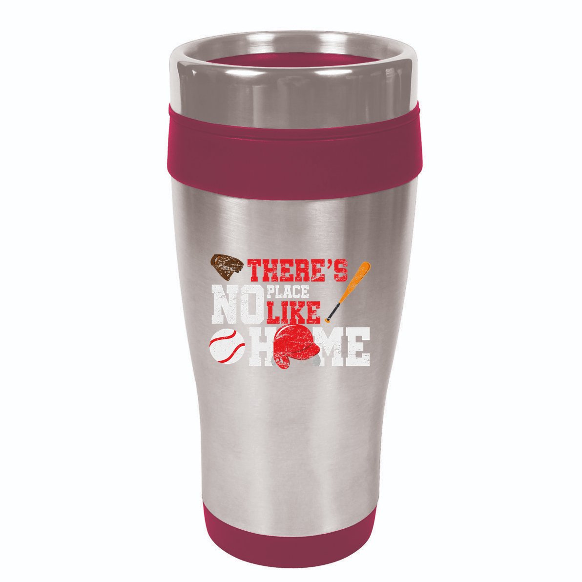Baseball ThereS No Place Like Home Ball Bat Glove 16oz Travel Tumbler