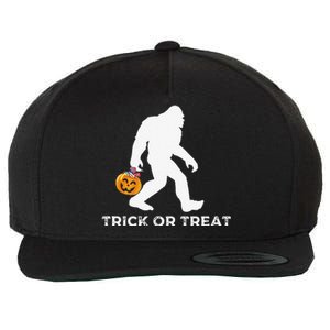 Bigfoot Trick Or Treating Happy Halloween Graphic Wool Snapback Cap