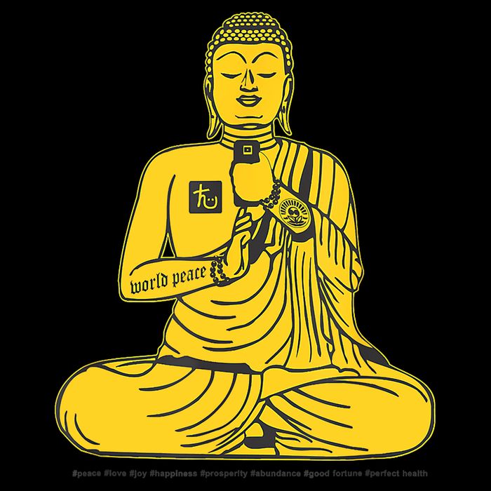 Buddha Texting On Cell Phone Cooling Performance Crew T-Shirt