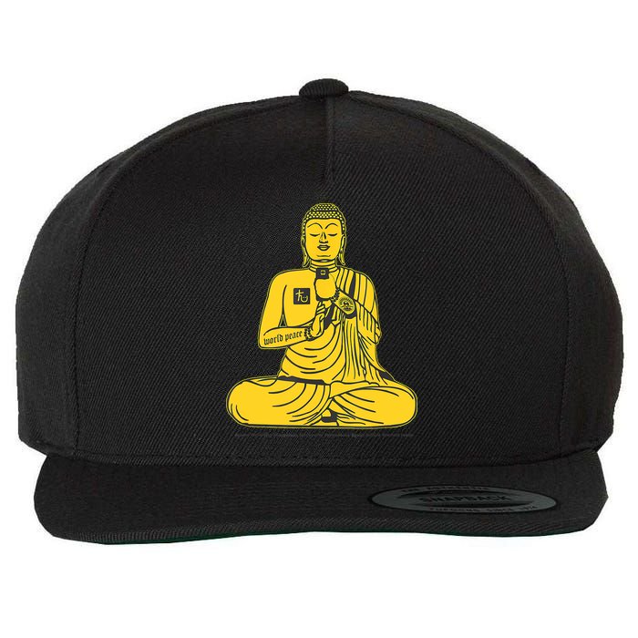Buddha Texting On Cell Phone Wool Snapback Cap