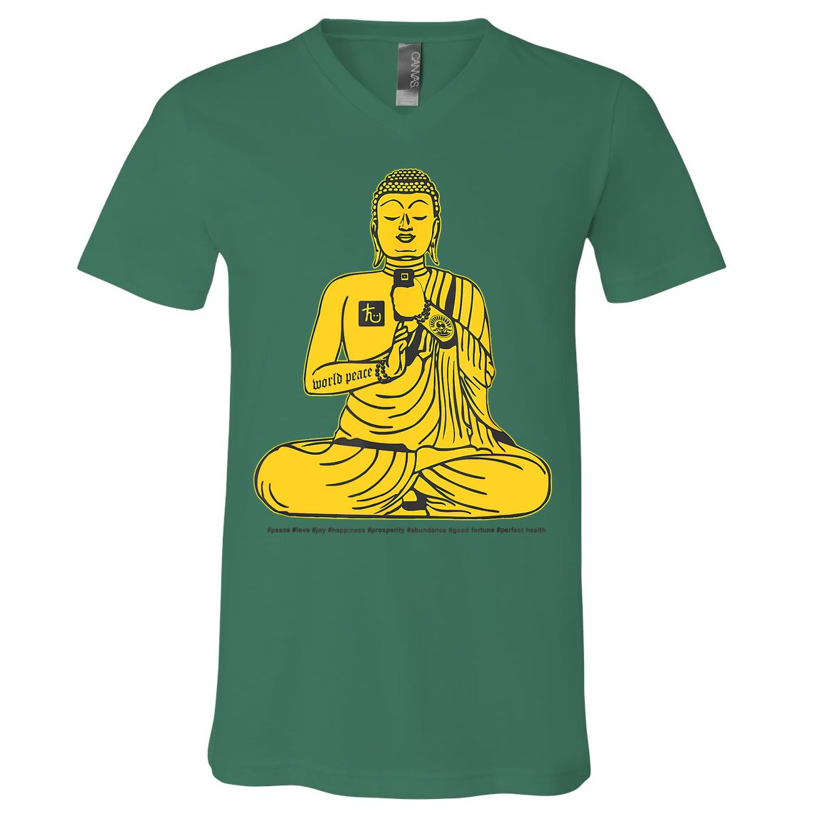 Buddha Texting On Cell Phone V-Neck T-Shirt