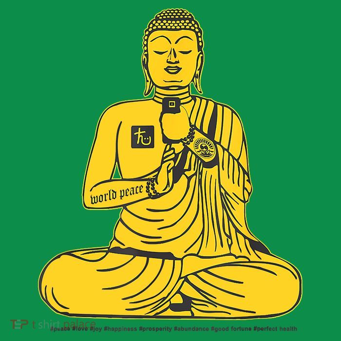 Buddha Texting On Cell Phone Button