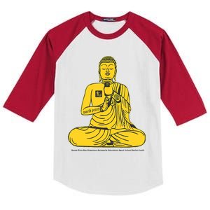 Buddha Texting On Cell Phone Kids Colorblock Raglan Jersey