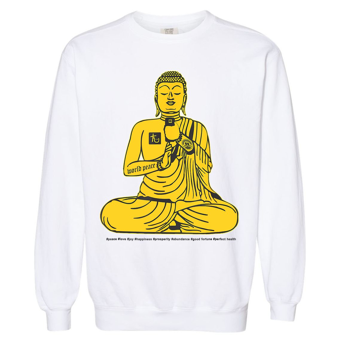 Buddha Texting On Cell Phone Garment-Dyed Sweatshirt
