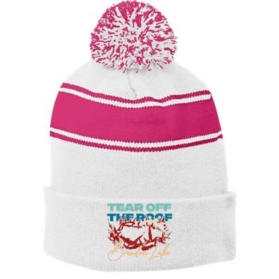 Brandon Tear Off The Roof Merch Lake Totf Stripe Pom Pom Beanie