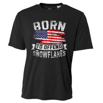 Born To Offend Snowflakes Us Flag Funny American Republican Cooling Performance Crew T-Shirt