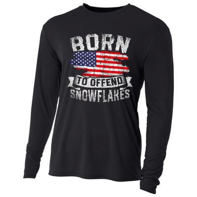 Born To Offend Snowflakes Us Flag Funny American Republican Cooling Performance Long Sleeve Crew