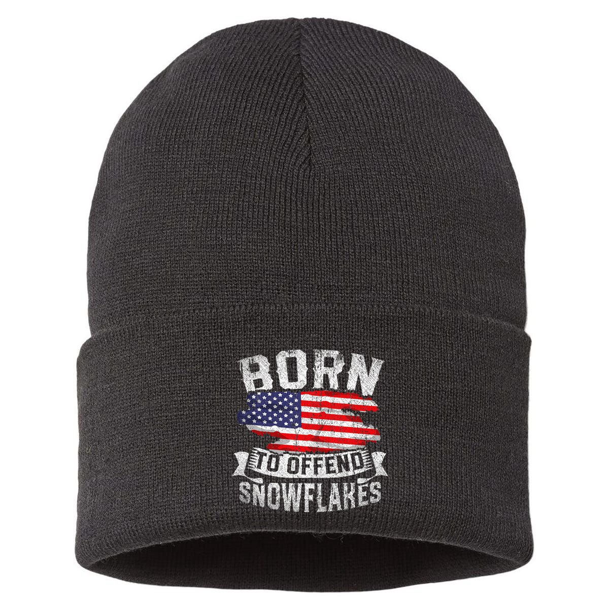 Born To Offend Snowflakes Us Flag Funny American Republican Sustainable Knit Beanie