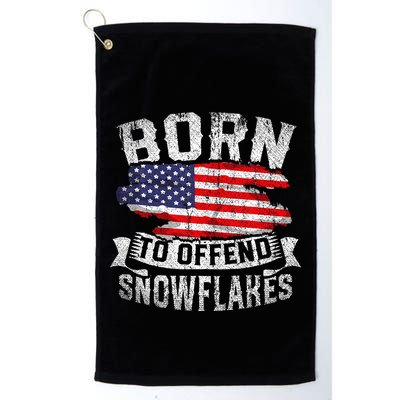 Born To Offend Snowflakes Us Flag Funny American Republican Golf Towel