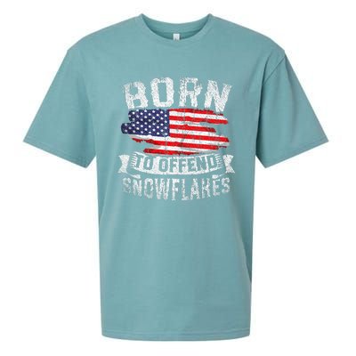 Born To Offend Snowflakes Us Flag Funny American Republican Sueded Cloud Jersey T-Shirt