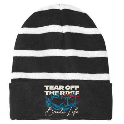 Brandon Tear Off The Roof Merch Lake Totr Striped Beanie with Solid Band