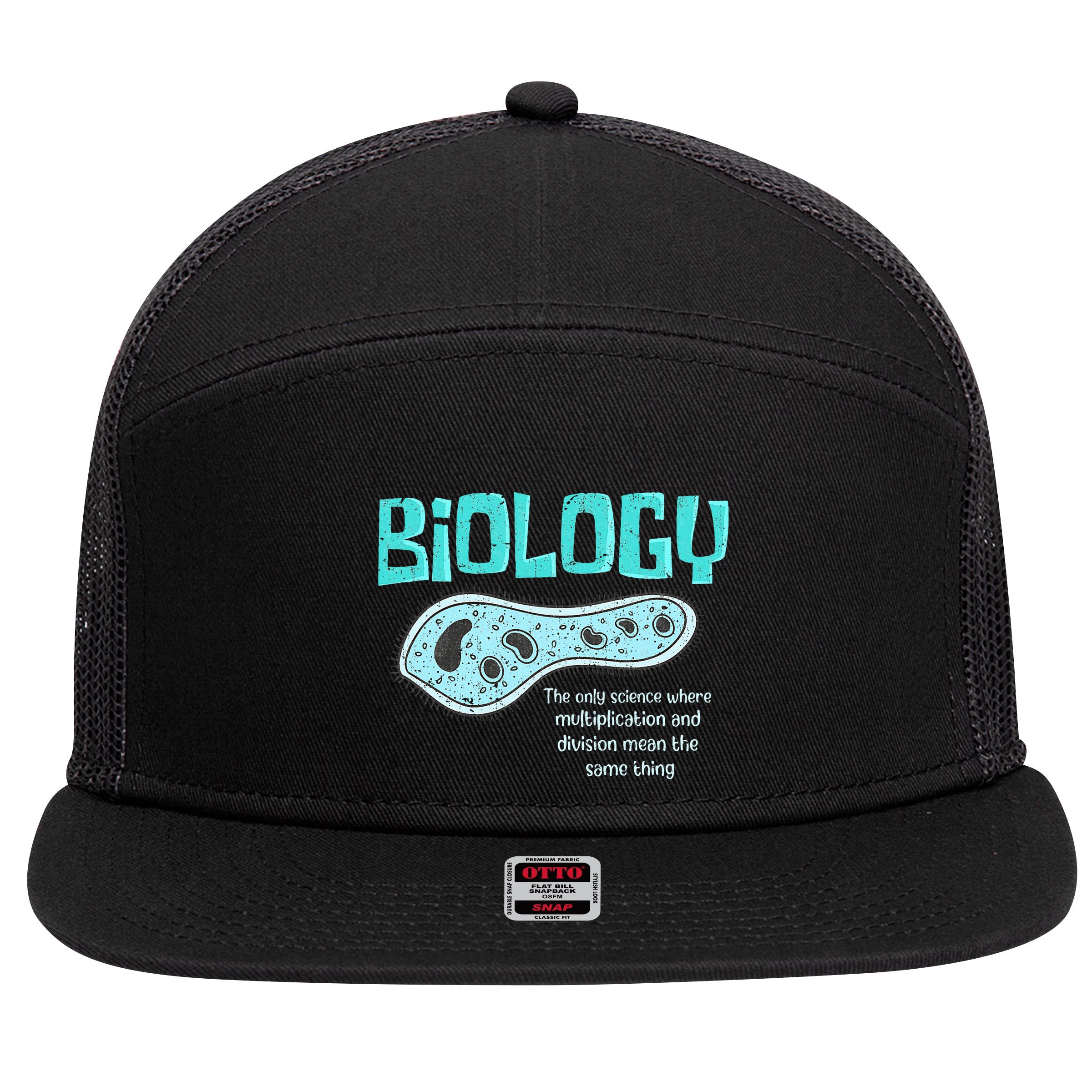 Biology The Only Science Cells Biologist Pun Funny Biology 7 Panel Mesh Trucker Snapback Hat