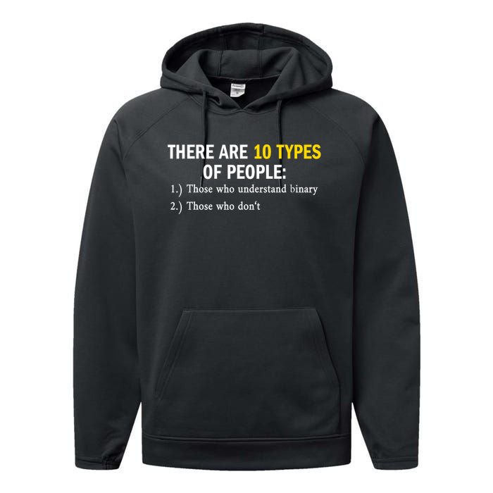 Binary Types Of People Programmer Nerd Performance Fleece Hoodie