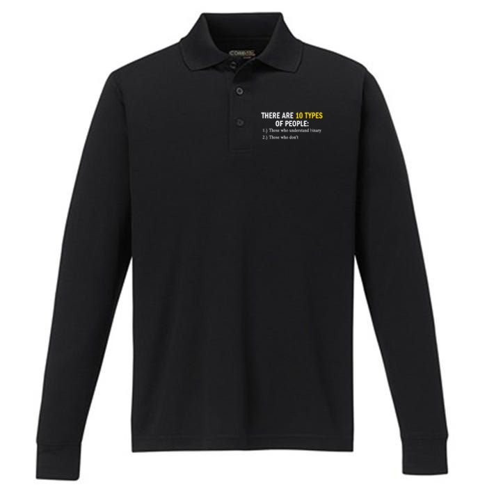 Binary Types Of People Programmer Nerd Performance Long Sleeve Polo