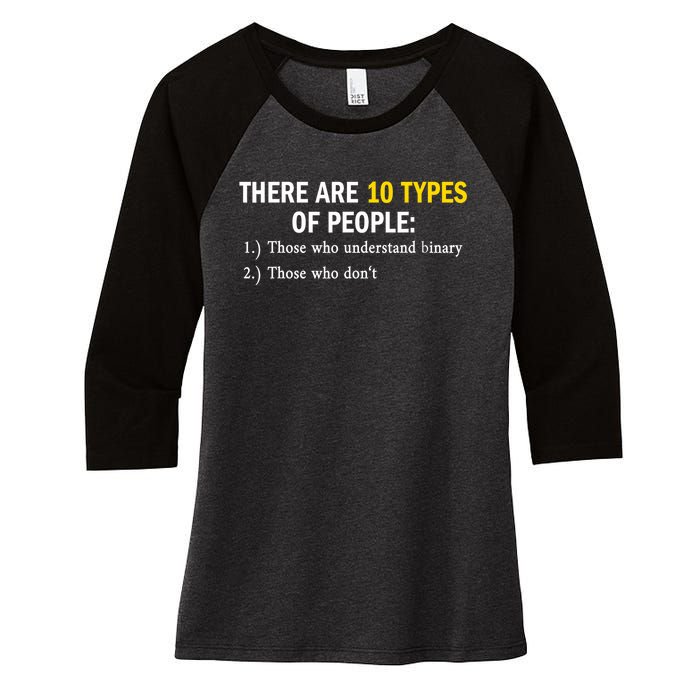 Binary Types Of People Programmer Nerd Women's Tri-Blend 3/4-Sleeve Raglan Shirt