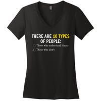 Binary Types Of People Programmer Nerd Women's V-Neck T-Shirt