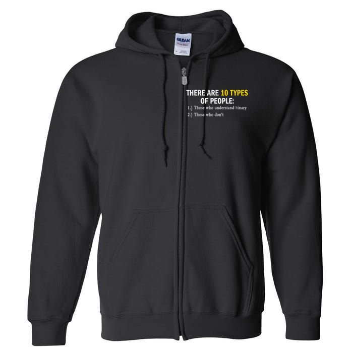 Binary Types Of People Programmer Nerd Full Zip Hoodie