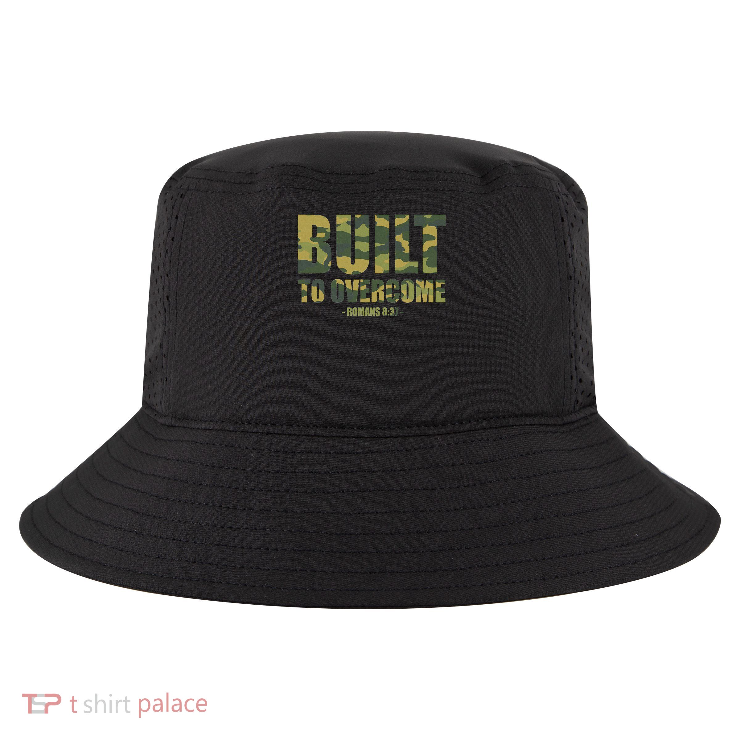 Built To Overcome Christian Camo Scripture Gym Workout Cool Comfort Performance Bucket Hat