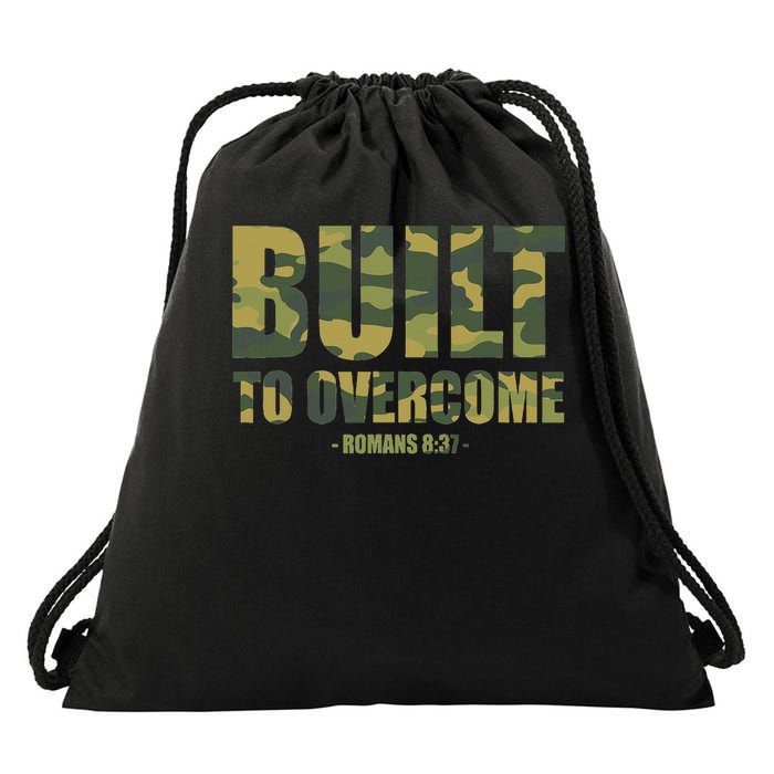 Built To Overcome Christian Camo Scripture Gym Workout Drawstring Bag