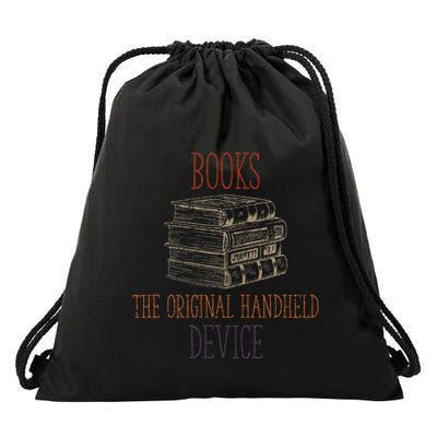 Books The Original Handheld Device Book Librarian Drawstring Bag