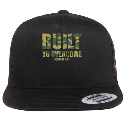 Built to Overcome Christian Men Camo Scripture Gym Workout Flat Bill Trucker Hat